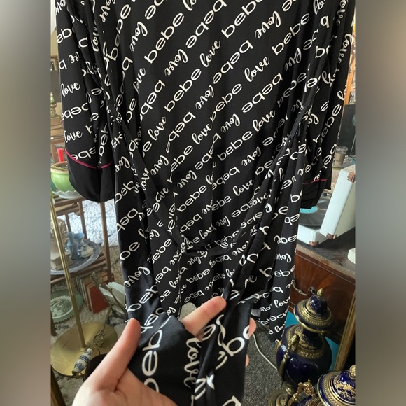 BEBE Black Pajamas - Shorts , Tank Top, and Robe Set - Picture 7 of 9